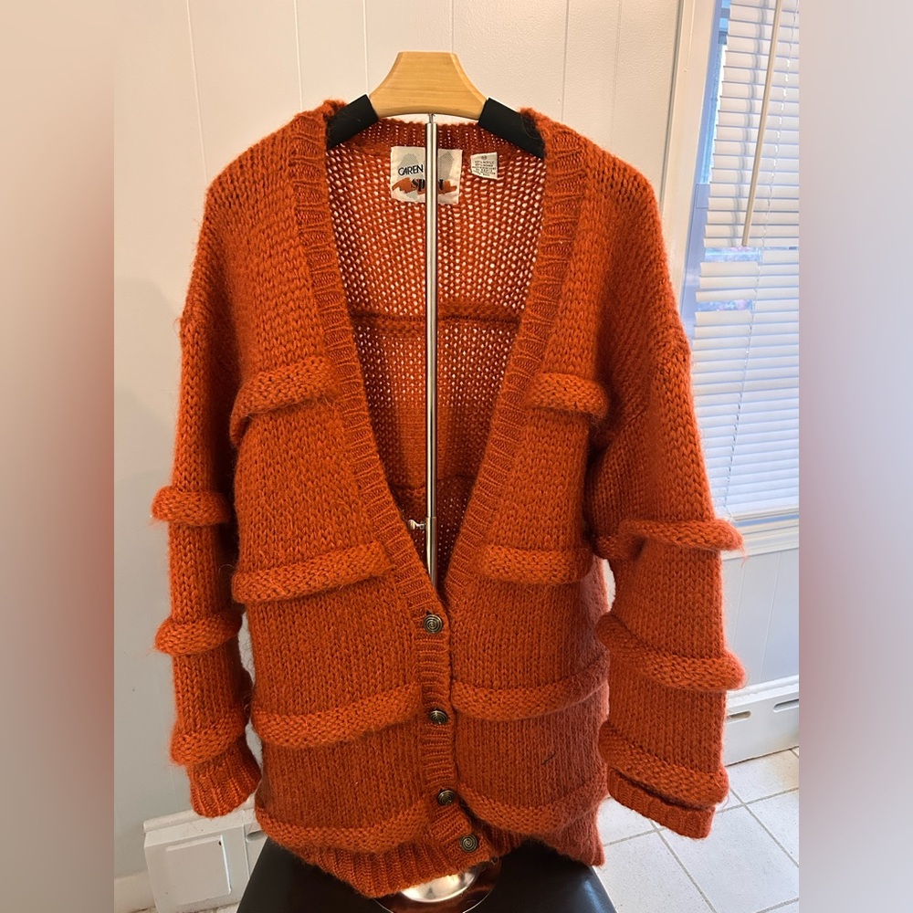 Caren Sport Cozy Orange Knit Cardigan Sweater